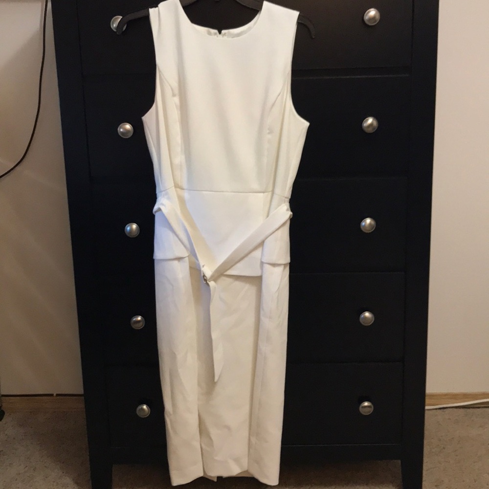 Layered Peplum Sheath White Dress